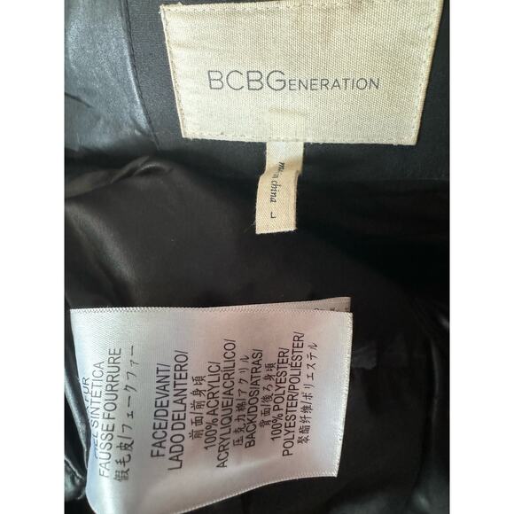BCBGeneration Black parker hooded coat with removeable fur size Large - Picture 11 of 11